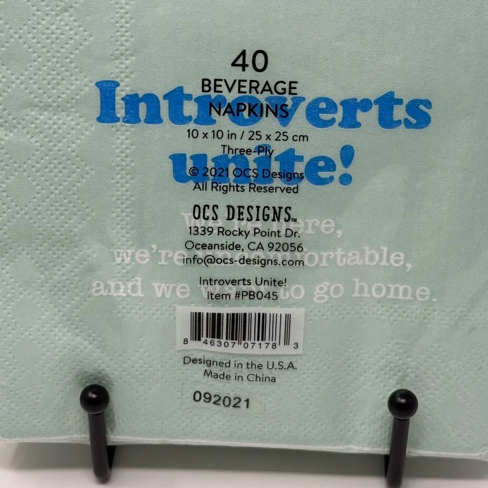 Introverts Unite! Green, Blue and White Party Napkins Set of 40